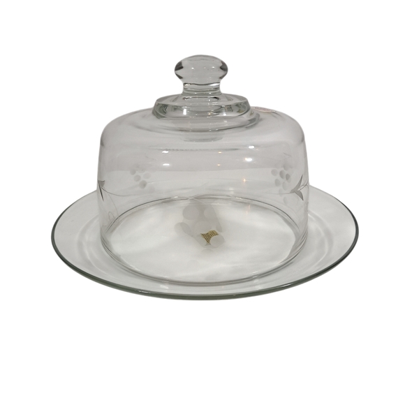 Vintage Susquehanna Etched Glass Cheese Server With Original Box Hand Carved - Picture 3 of 15